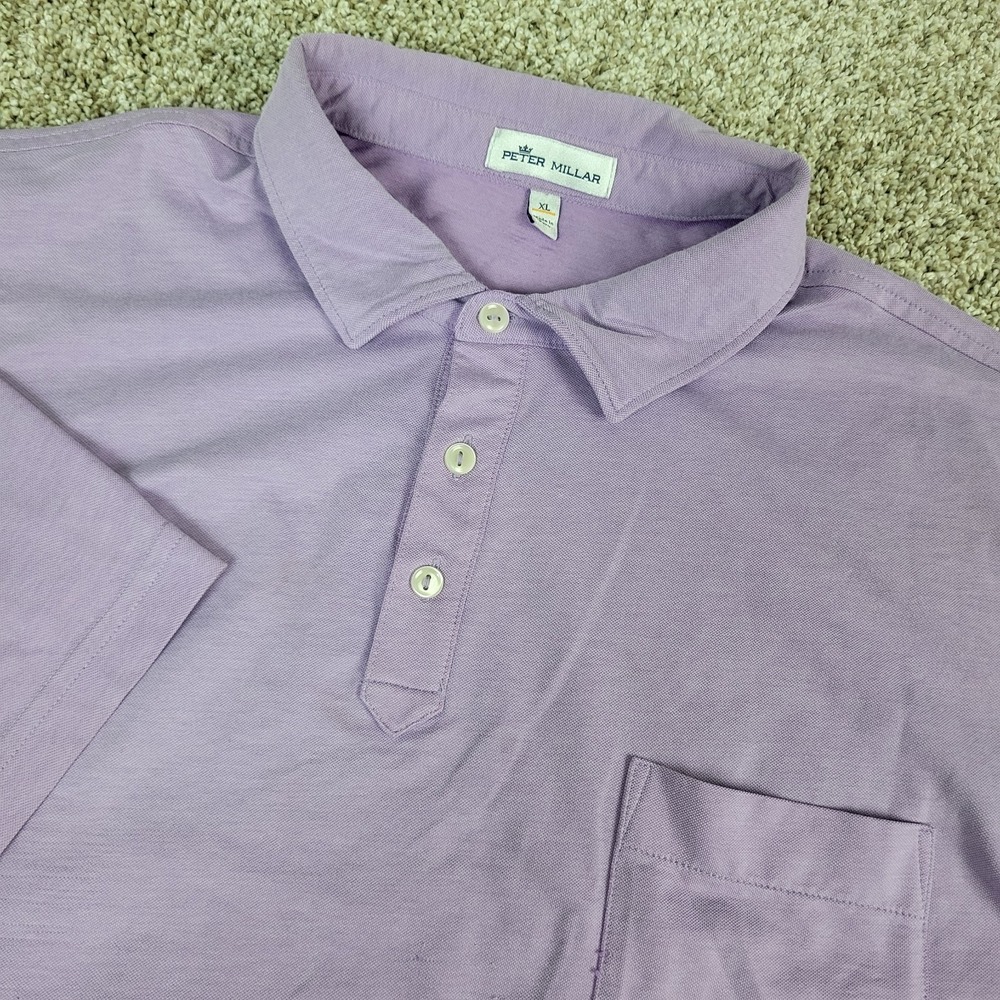 Peter Millar Mens XL Solid Purple Performance Stretch‎ Polo Short Sleeve